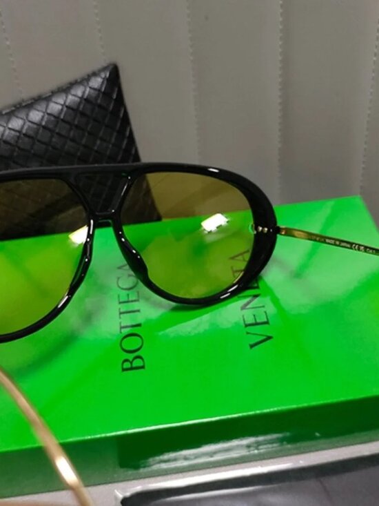 Bottega Veneta Black Frames with Gold Temples and Yellow Lenses Sunglasses main image 6